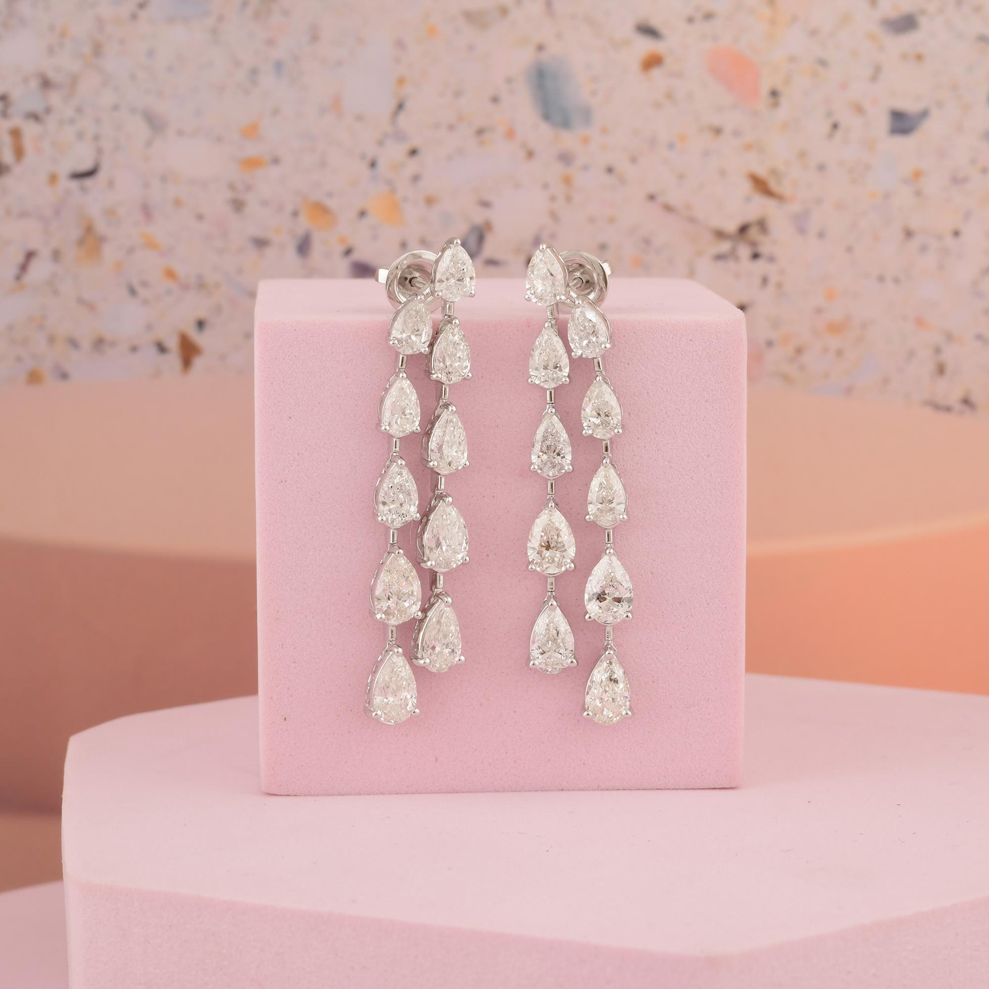 Modern 10.28 Carat SI/H Pear Brilliant Cut Diamond Dangle Earrings 18 Karat White Gold For Sale