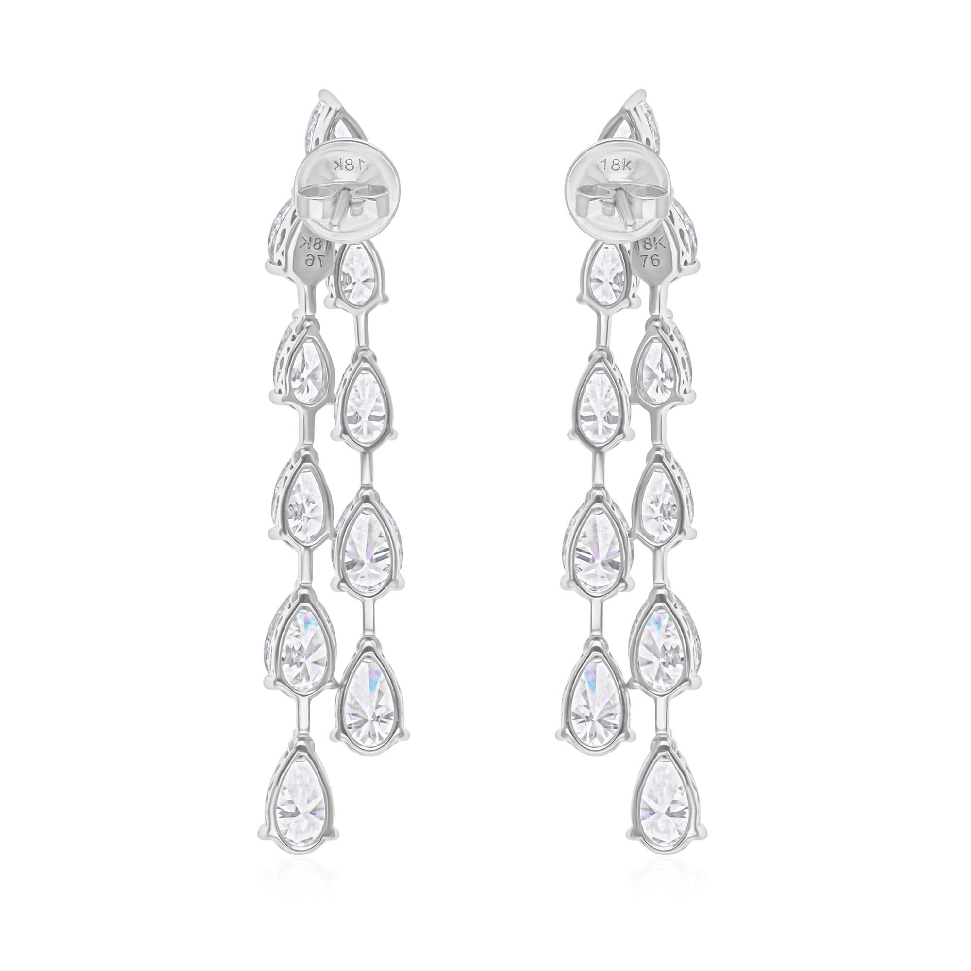 10.28 Carat SI/H Pear Brilliant Cut Diamond Dangle Earrings 18 Karat White Gold In New Condition For Sale In Diera, Dubai