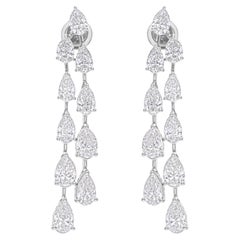 Pendientes colgantes de diamantes talla pera brillante SI/H de 10,28 quilates y oro blanco de 18 quilates
