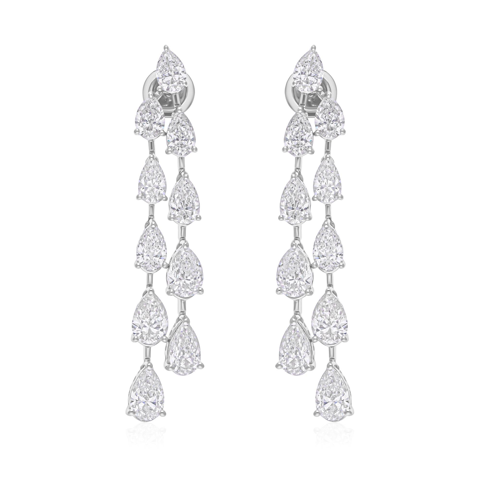 Orecchini pendenti con diamanti taglio pera Brilliante da 10,28 carati SI/H Oro bianco 18 carati