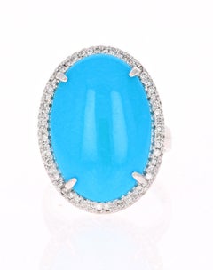 10.28 Carat Turquoise Diamond White Gold Cocktail Ring