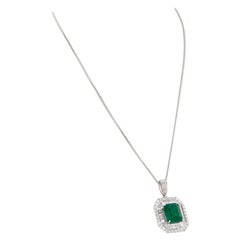 10.28ct Emerald and 3.51ctw Diamond Platinum Pendant/Necklace GIA Certified