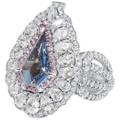 1.02 Carat Blue Diamond Ring or Necklace with Pink and White Diamonds