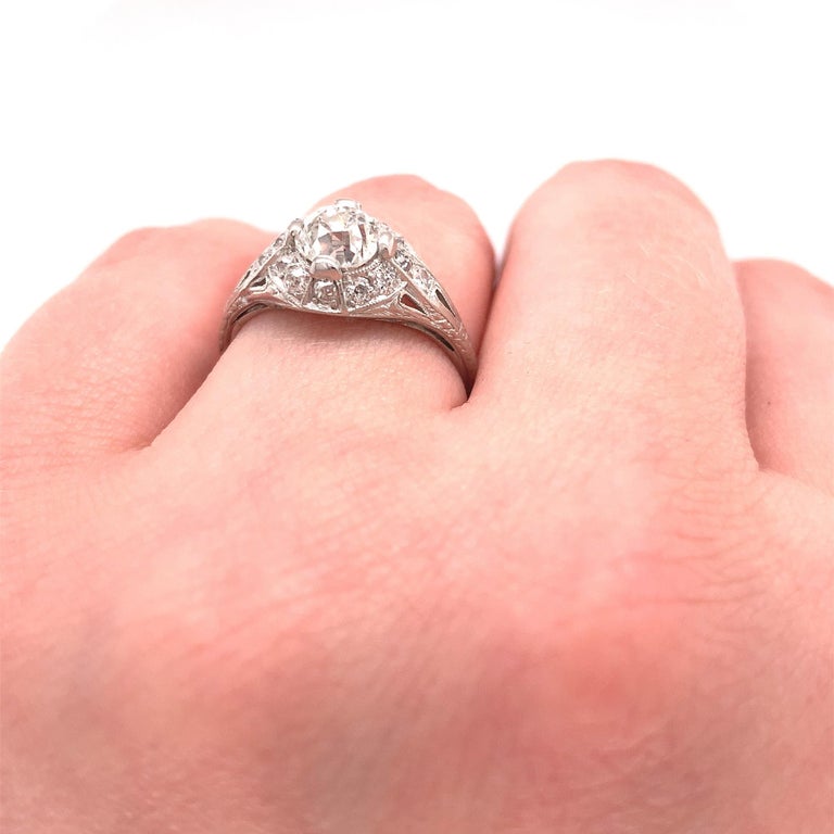 Antique Platinum 1.02ct Diamond Ring GIA For Sale at 1stDibs