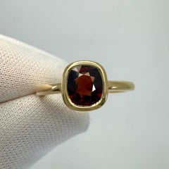 1.02ct Deep Red Spinel Cushion Cut 18k Yellow Gold Bezel Rubover Solitaire Ring