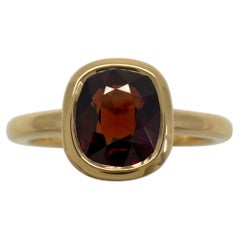 1.02ct Deep Red Spinel Cushion Cut 18k Yellow Gold Bezel Rubover Solitaire Ring