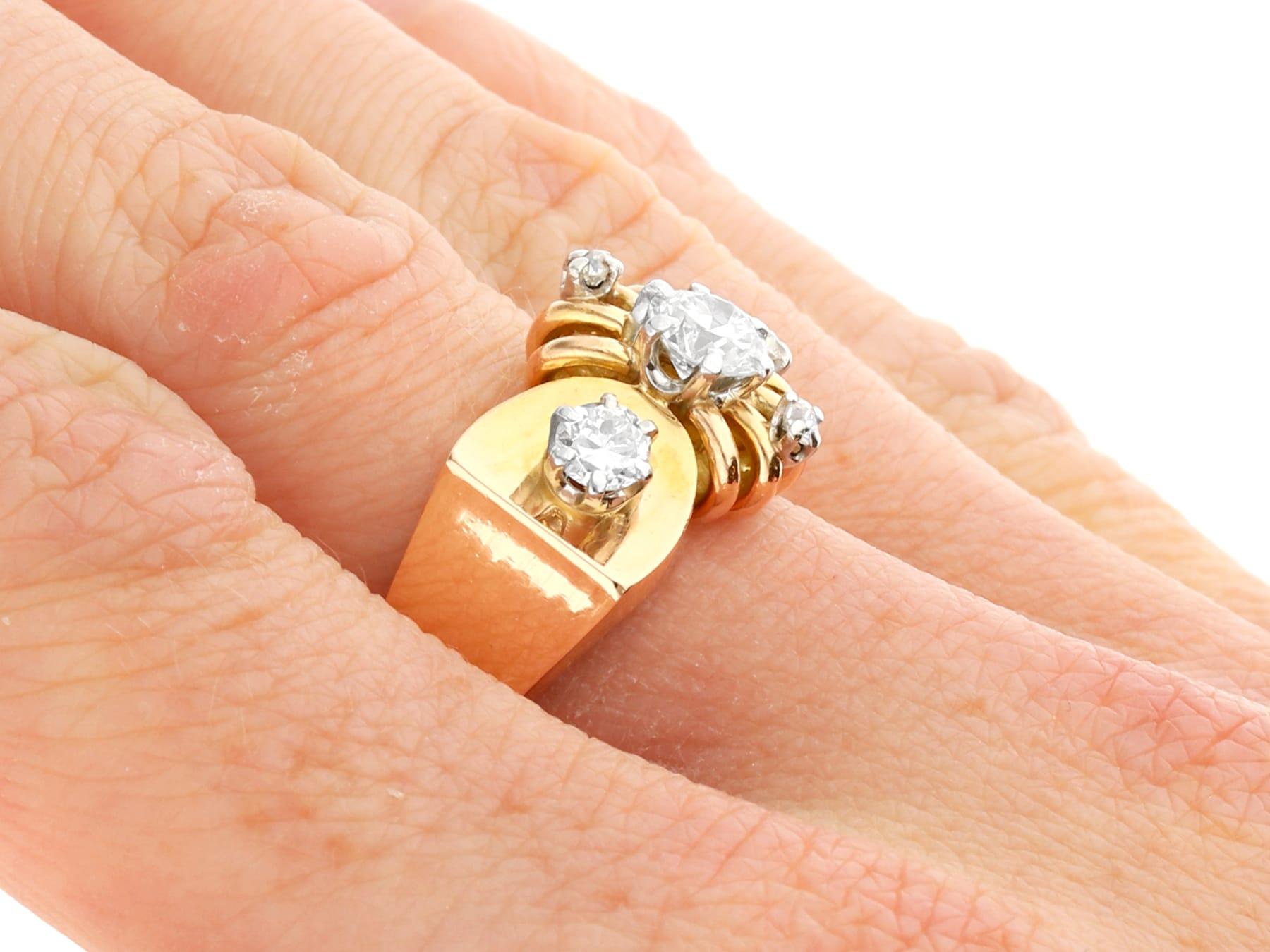 1.02 Carat Diamond and 18k Rose Gold Dress Ring For Sale 1