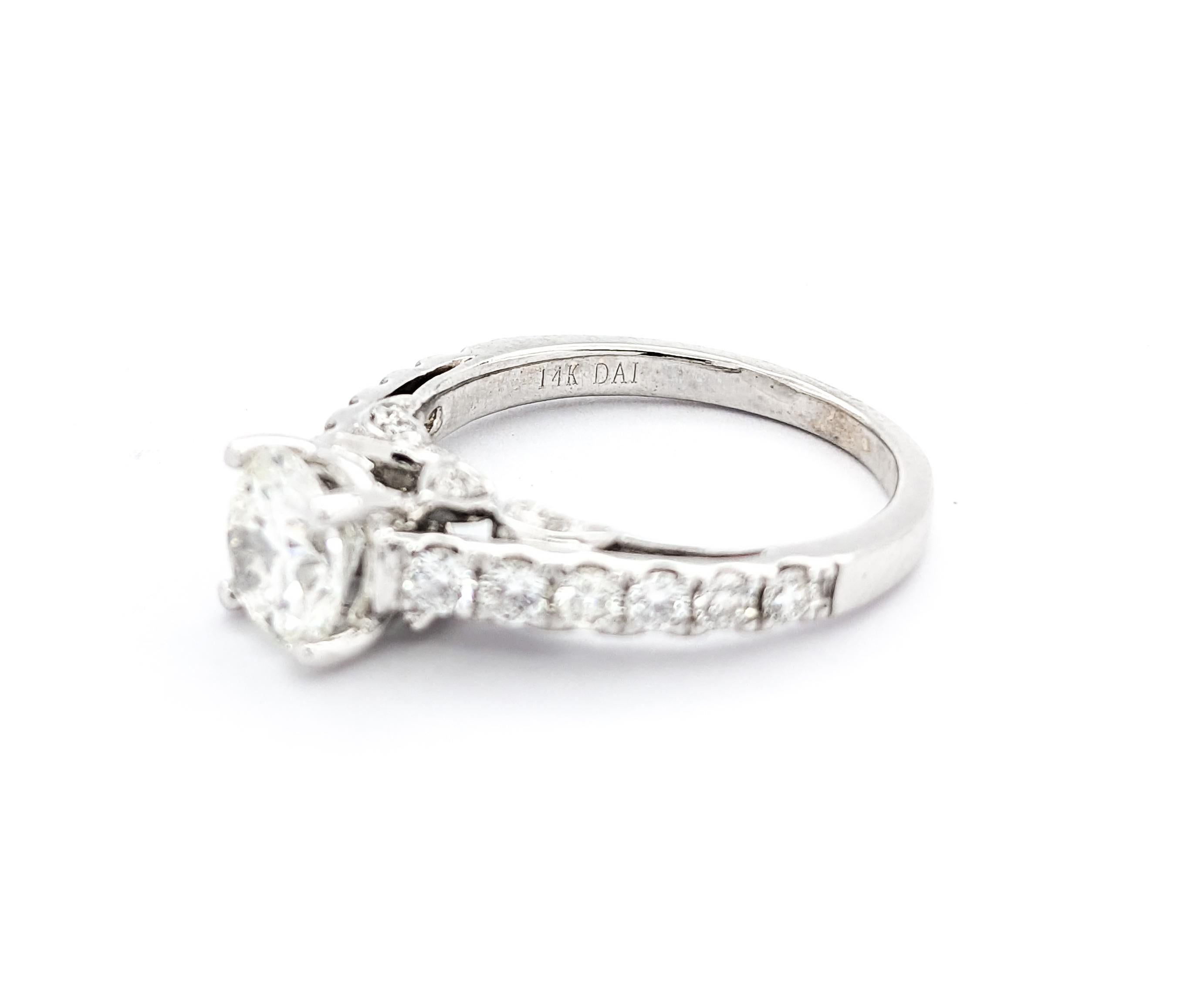 1.02ct Diamond Engagement Ring In White Gold For Sale 4