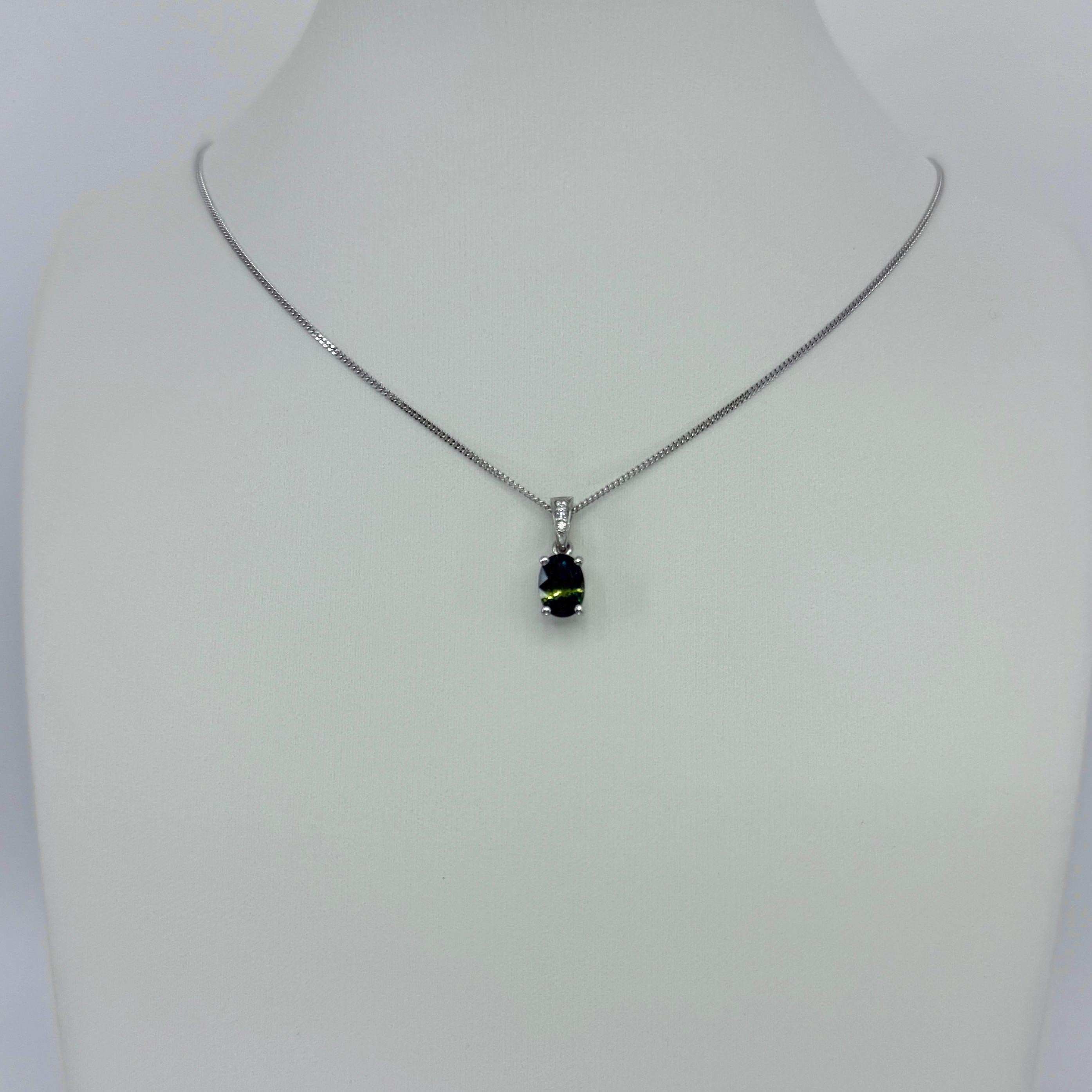 Ciondolo in platino con zaffiro bicolore e diamante da 1,02 ct certificato GIA e non trattato In condizioni Nuovo in vendita a Birmingham, GB