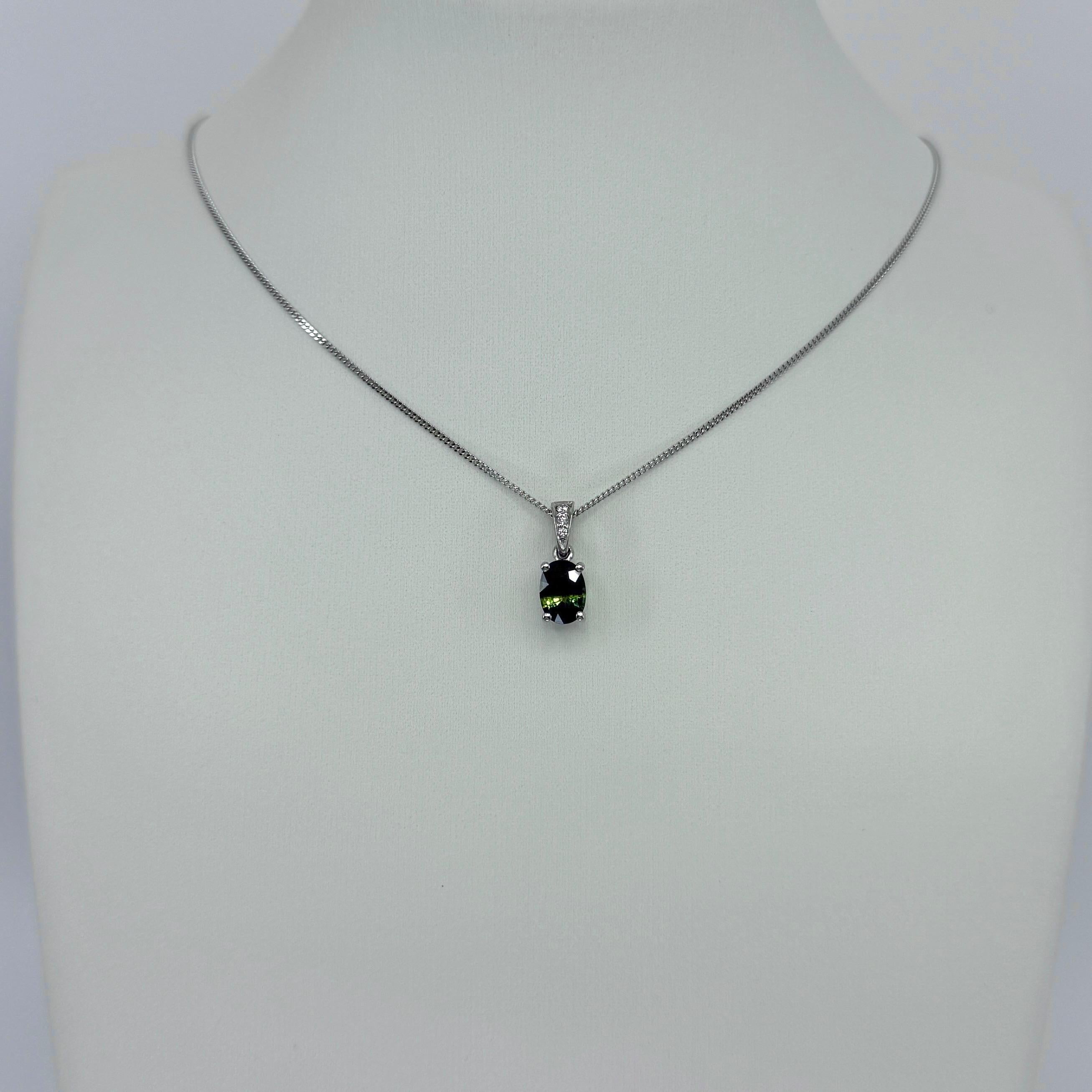 Ciondolo in platino con zaffiro bicolore e diamante da 1,02 ct certificato GIA e non trattato in vendita 3