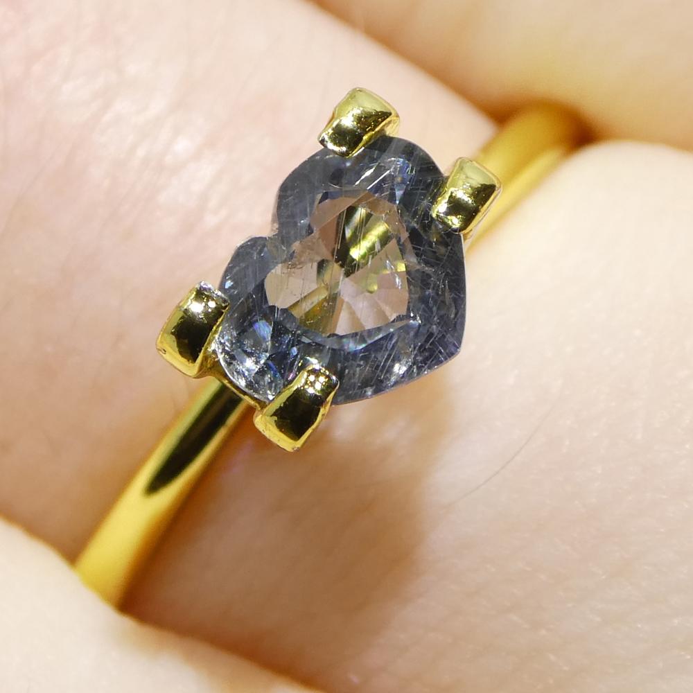 Description:

Gem Type: Sapphire 
Number of Stones: 1
Weight: 1.02 cts
Measurements: 6.74 x 5.46 x 3.34 mm
Shape: Heart
Cutting Style Crown: Brilliant Cut
Cutting Style Pavilion: Step Cut 
Transparency: Transparent
Clarity: Very Slightly Included: