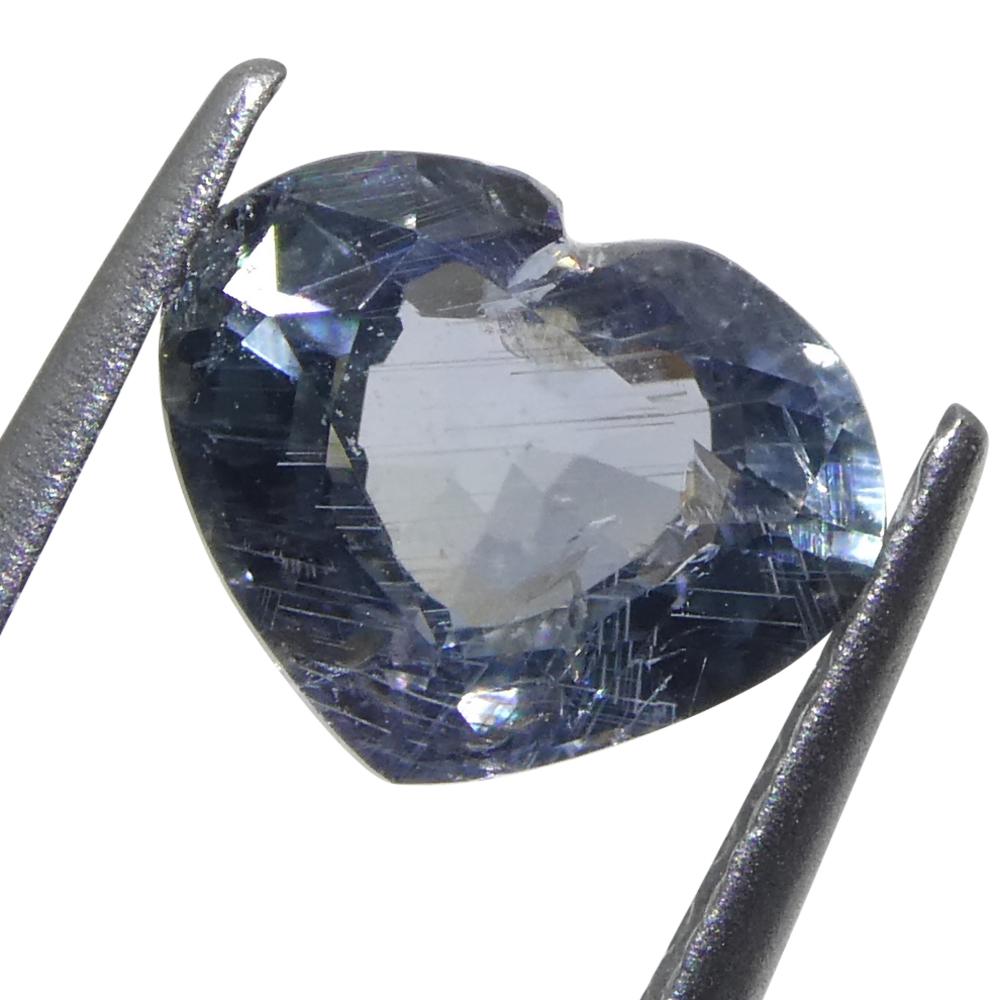 Brilliant Cut 1.02ct Heart Blue Sapphire from Tanzania Unheated For Sale