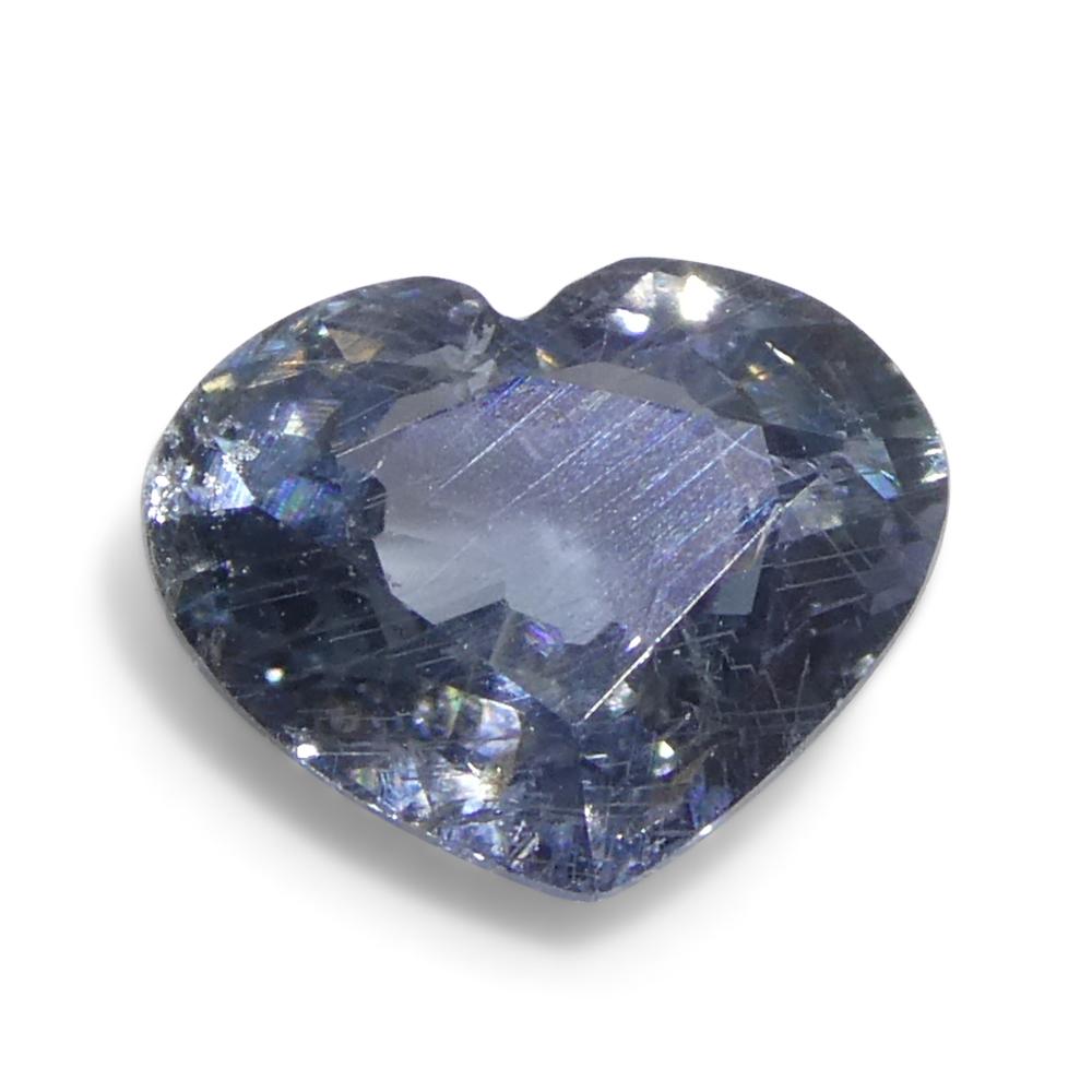 Women's or Men's 1.02ct Heart Blue Sapphire from Tanzania Unheated For Sale