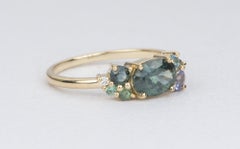 1.02ct Montana Sapphire Diamond Cluster 14k Yellow Gold Engagement Ring AD2251-1