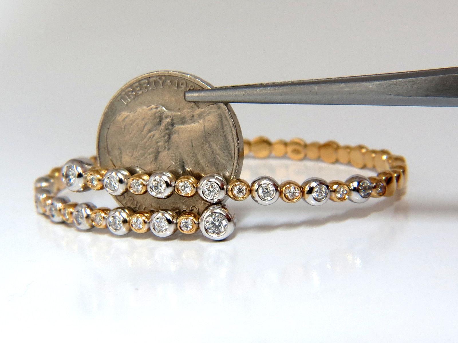Women's or Men's 1.02ct natural diamonds Flexible bangle bracelet 18kt F/G Vs Petite Adjust