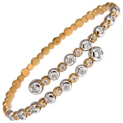 1.02ct natural diamonds Flexible bangle bracelet 18kt F/G Vs Petite Adjust