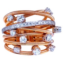 1.02ct Natural Diamonds On Coil Wire Wrap Ring 14kt Gold*