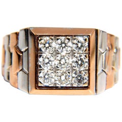 1.02ct diamants naturels "bracelet de montre" bague homme G/Vs 3d 18kt 15 grammes Flexible