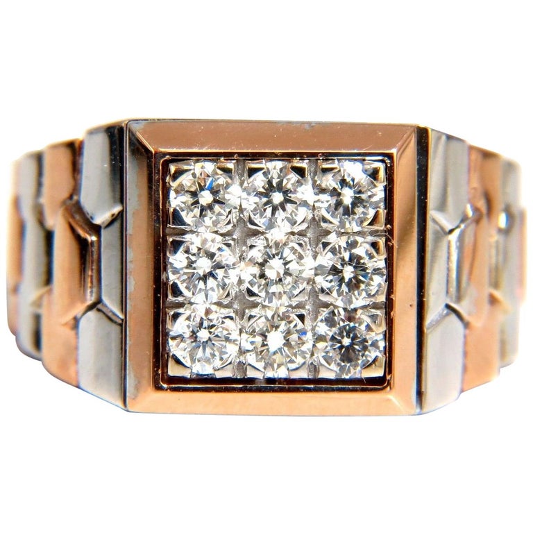 1.02ct natural diamonds "watch band" mens ring G/Vs 3d 18kt 15 gram