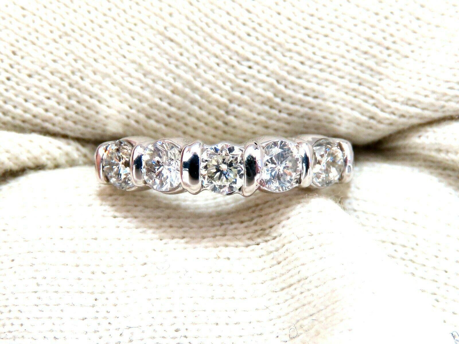 Round Cut 1.02 Carat Natural Round Diamonds Channel Band Platinum Ring For Sale