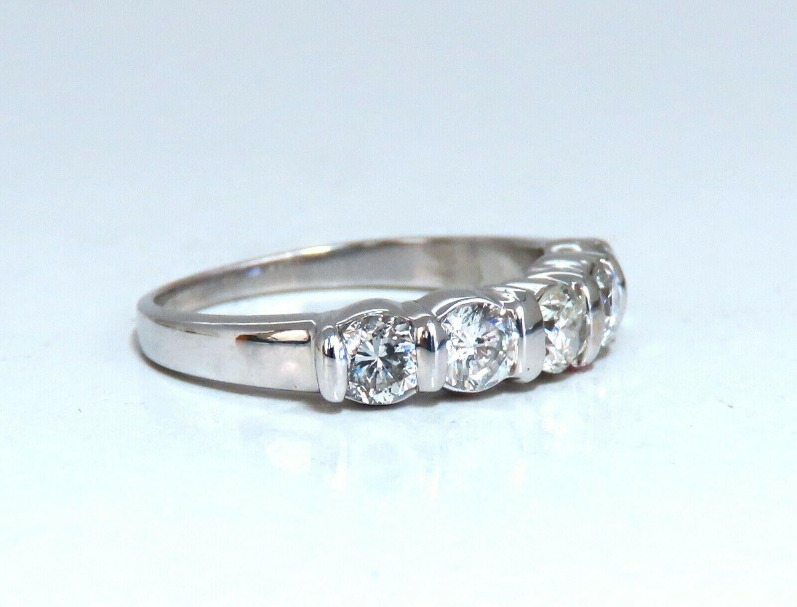 Women's or Men's 1.02 Carat Natural Round Diamonds Channel Band Platinum Ring For Sale