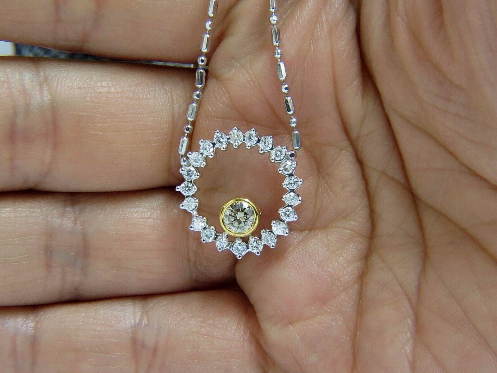 Round Cut 1.02 Carat Natural Yellow Brown Diamond Circle Eternity Necklace For Sale