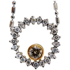 1.02 Carat Natural Yellow Brown Diamond Circle Eternity Necklace