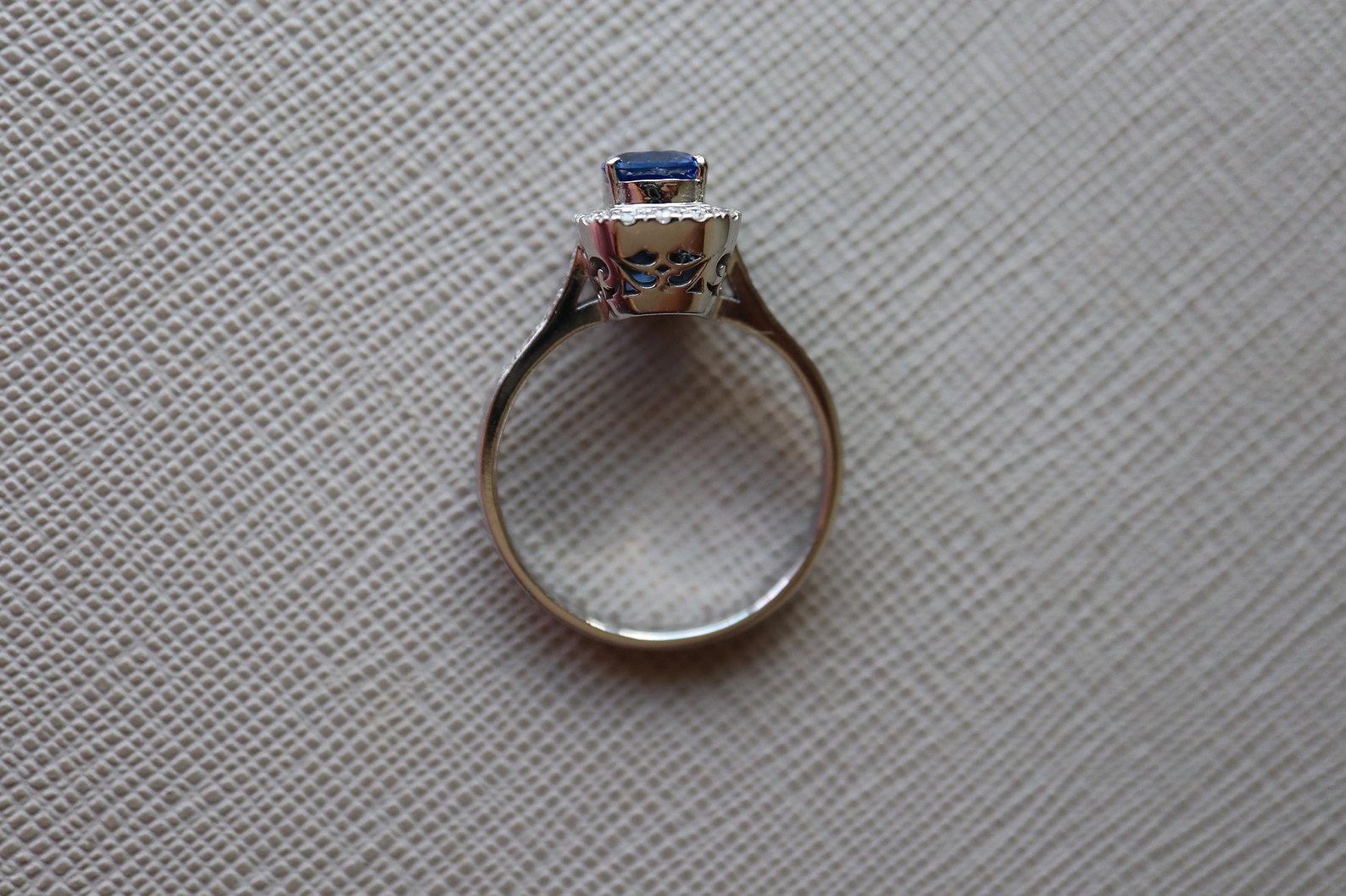 Anello con zaffiro blu e diamante 1,02 carati No Heat in oro massiccio 18 carati in vendita 5