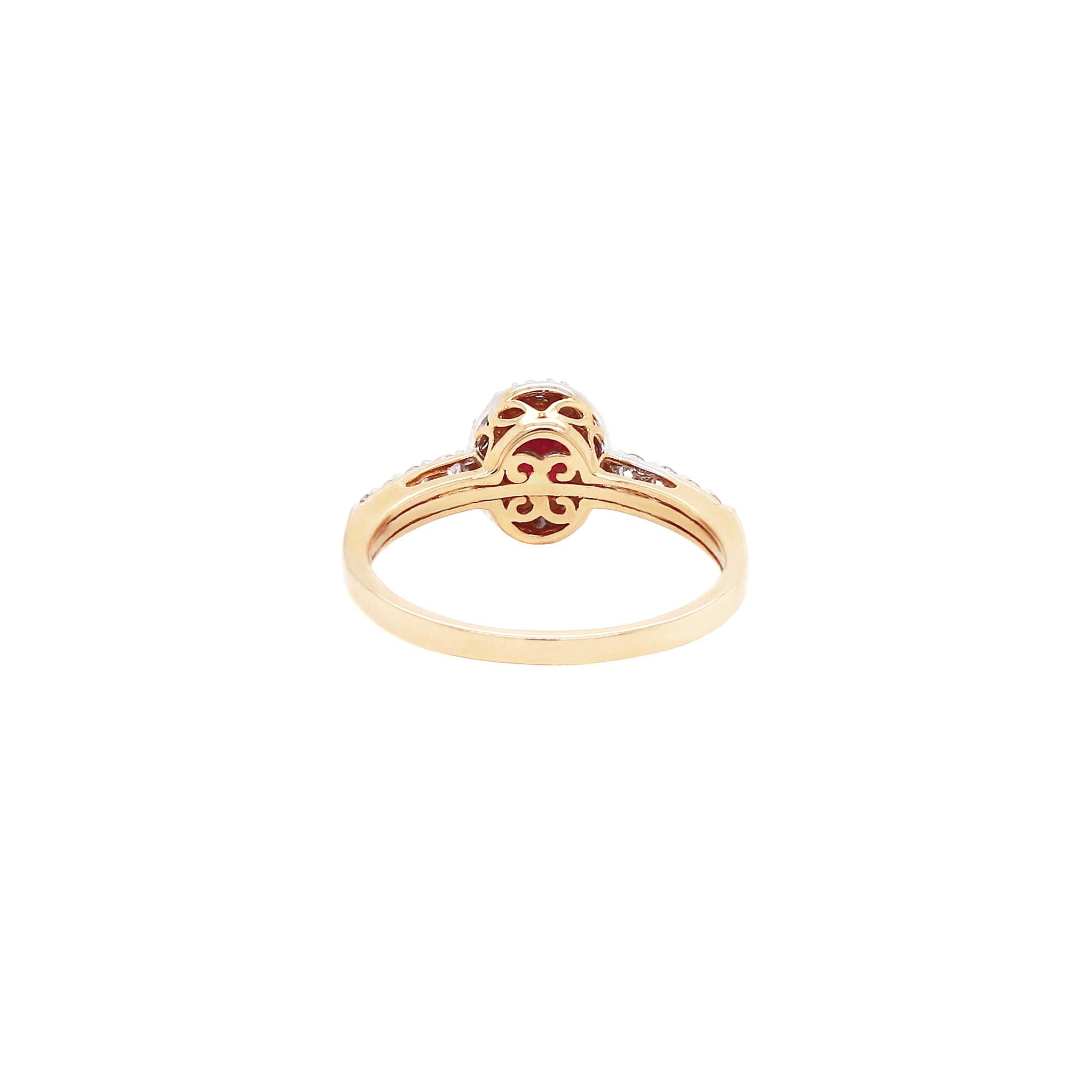 Modern 1.02 Carat Oval Ruby and Diamond 18 Carat White and Yellow Gold Engagement Ring