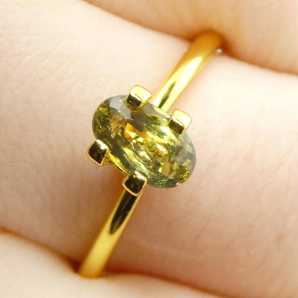 Brilliant Cut 1.02ct Oval Yellowish Green to Yellowish Brown Alexandrite from Sri Lanka For Sale