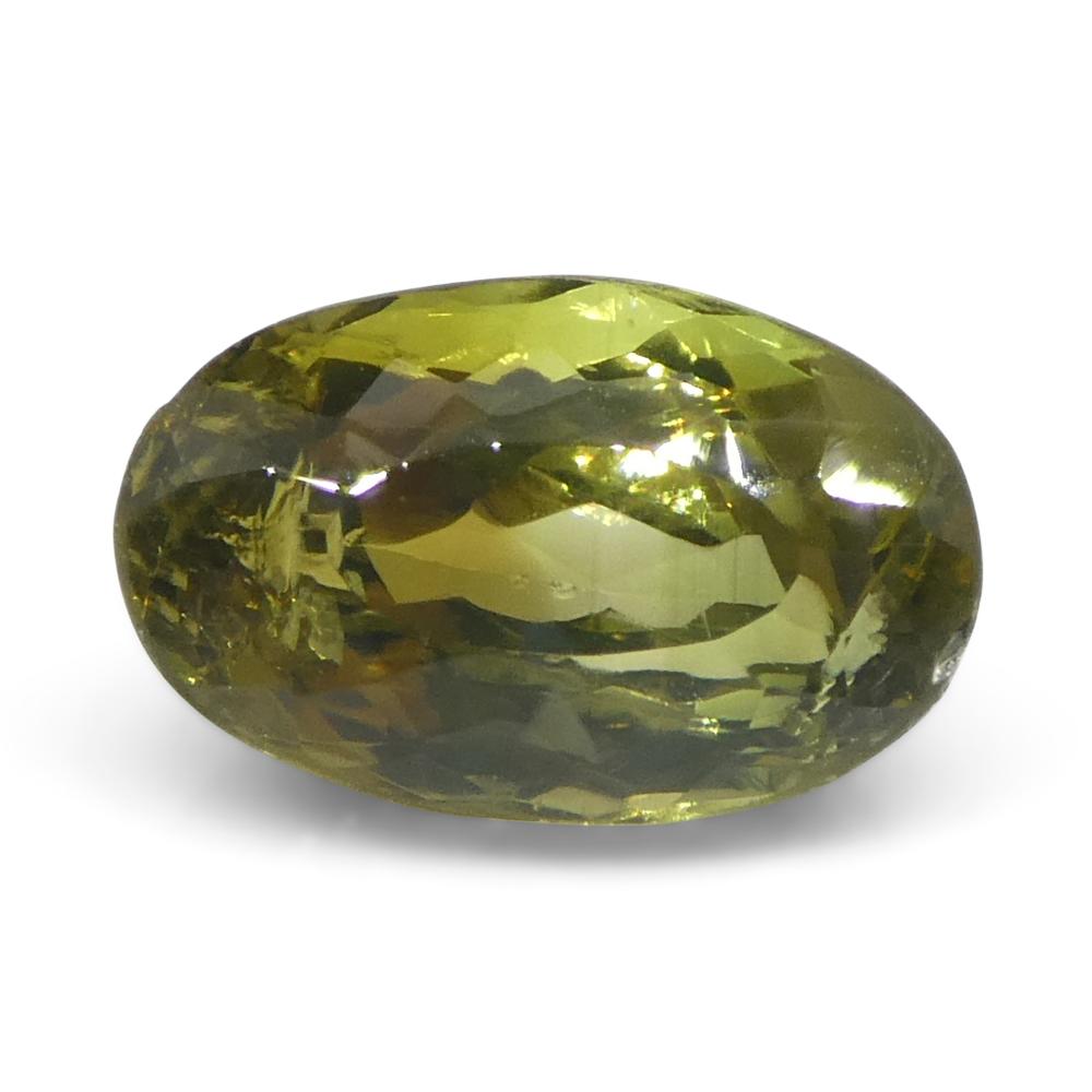 Women's or Men's 1.02ct Oval Yellowish Green to Yellowish Brown Alexandrite from Sri Lanka For Sale