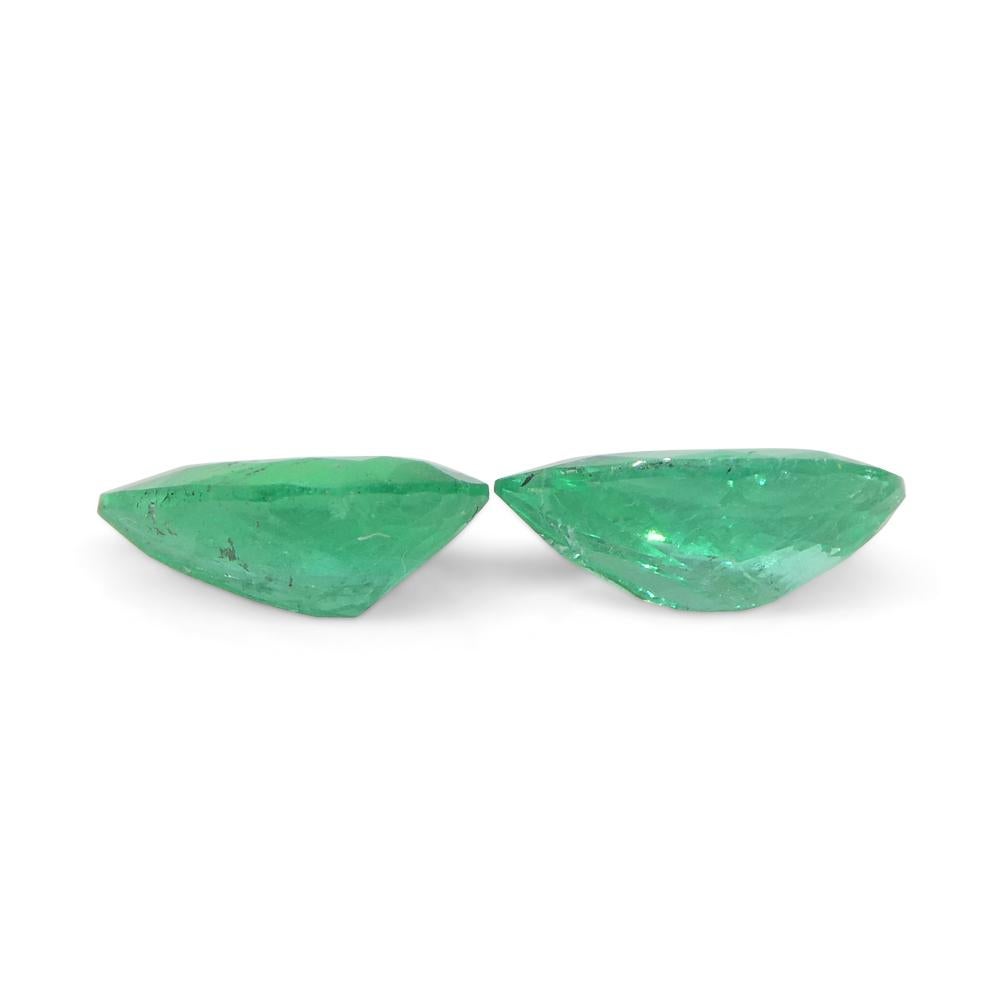 1.02ct Pair Pear Green Emerald from Colombia For Sale 5