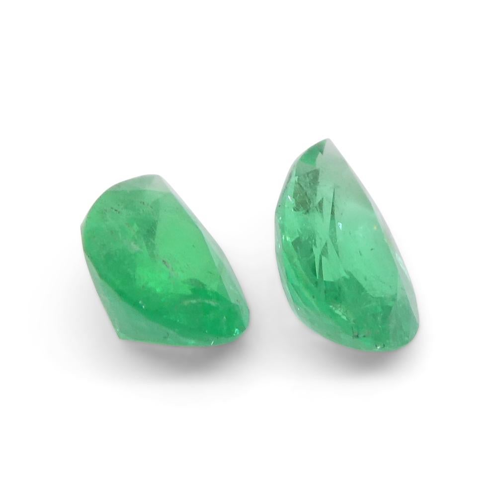 1.02ct Pair Pear Green Emerald from Colombia For Sale 6