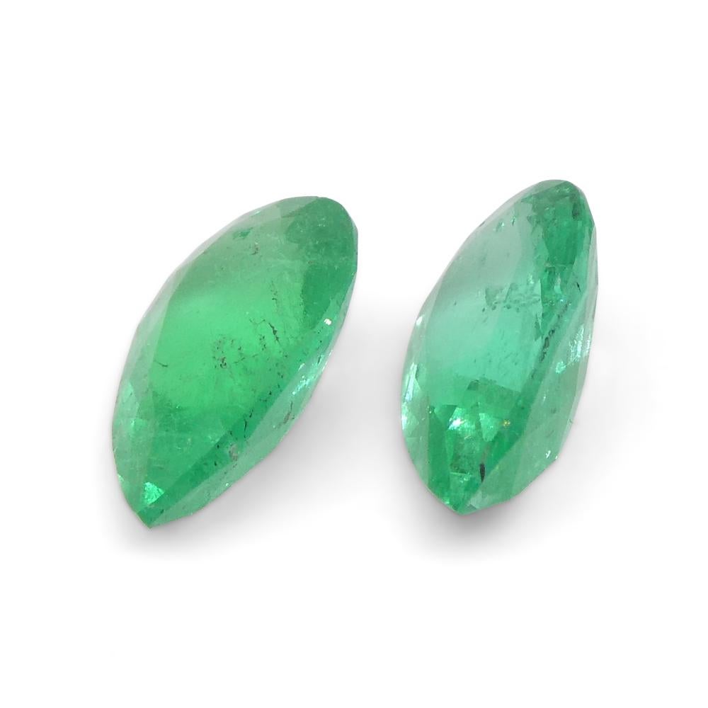 1.02ct Pair Pear Green Emerald from Colombia For Sale 4