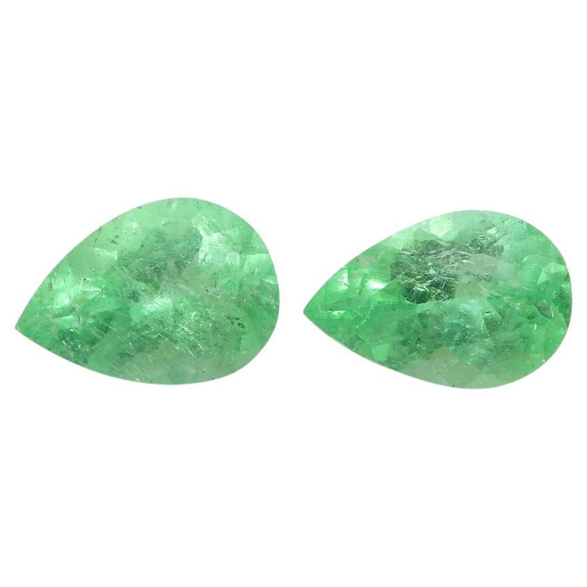 1.02ct Pair Pear Green Emerald from Colombia