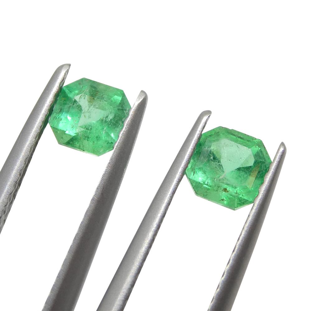 1.02ct Pair Square Green Emerald from Colombia For Sale 5