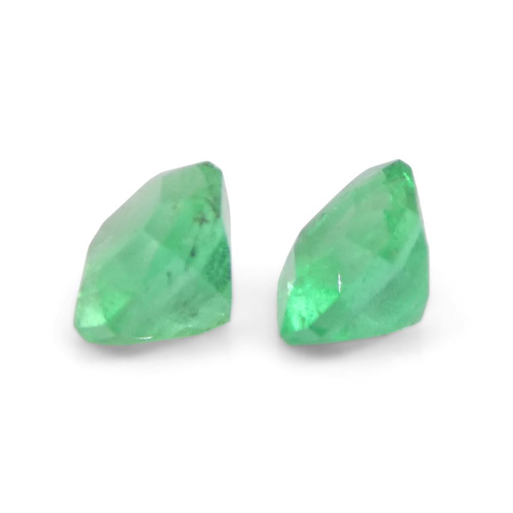 1.02ct Pair Square Green Emerald from Colombia In New Condition For Sale In Toronto, Ontario