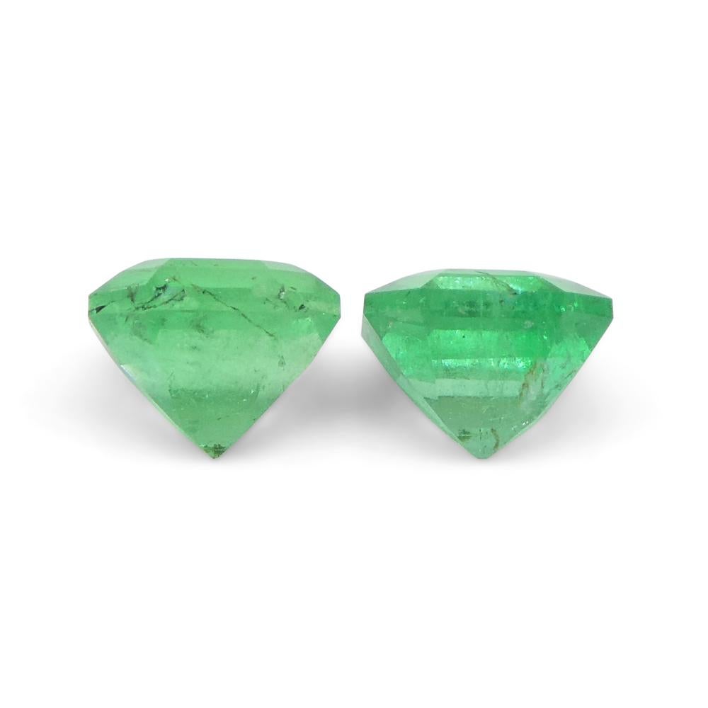 Women's or Men's 1.02ct Pair Square Green Emerald from Colombia For Sale