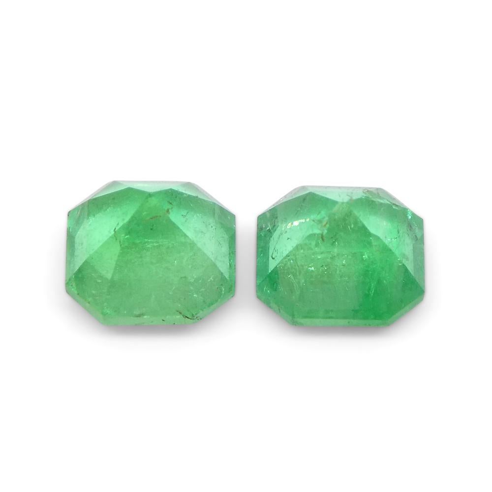 1.02ct Pair Square Green Emerald from Colombia For Sale 4