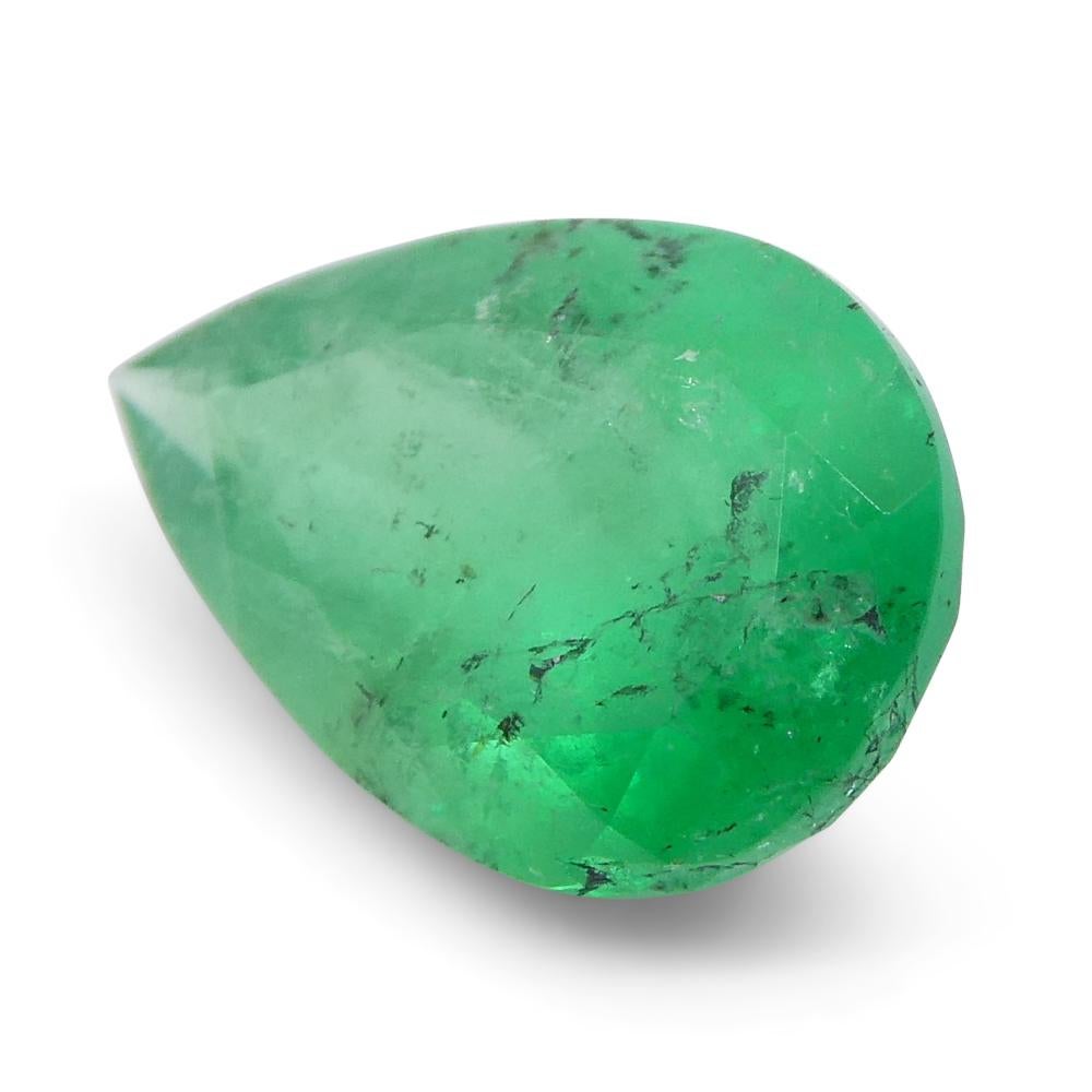 1.02ct Pear Green Emerald from Colombia For Sale 1