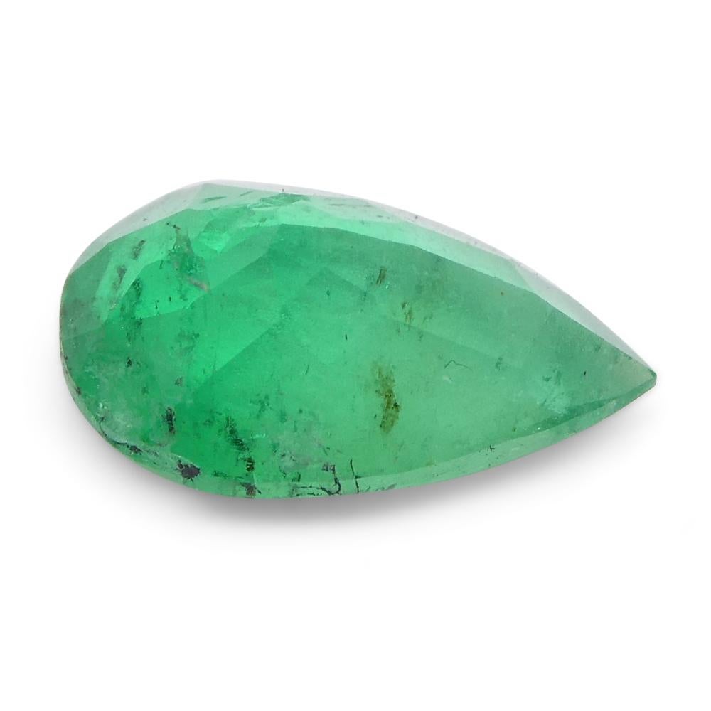 1.02ct Pear Green Emerald from Colombia For Sale 3