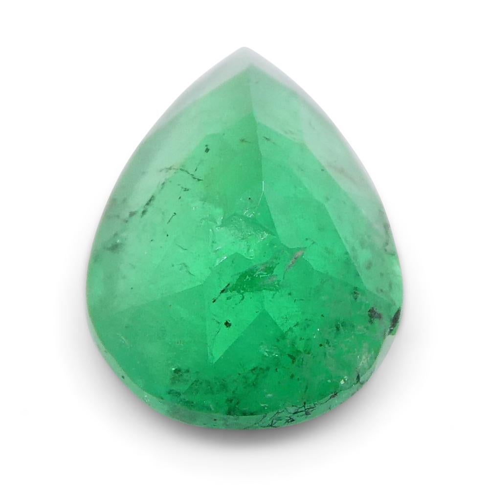 1.02ct Pear Green Emerald from Colombia For Sale 4