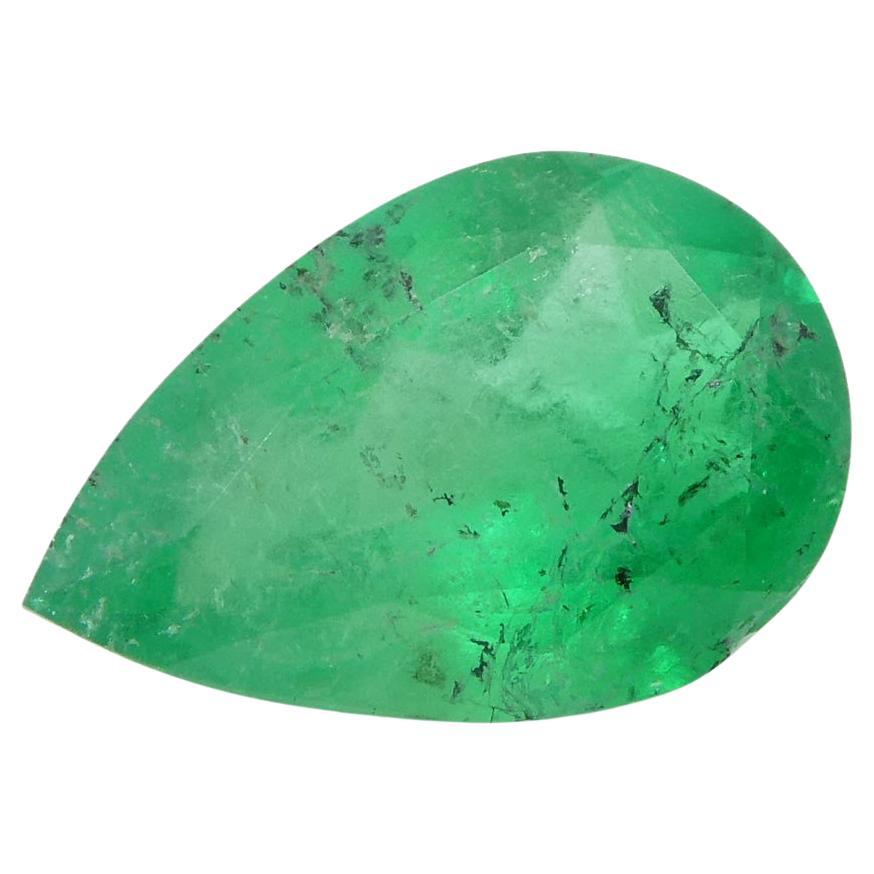 1.02ct Pear Green Emerald from Colombia For Sale