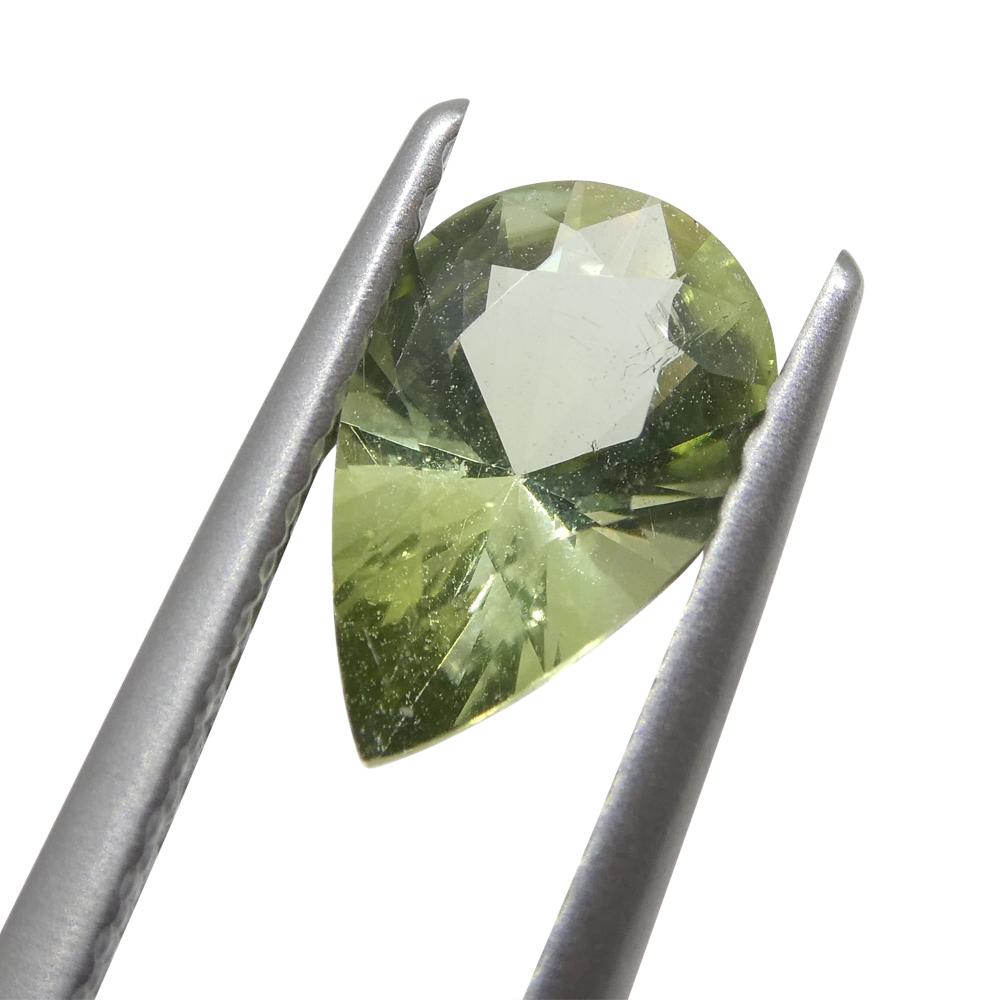 Brilliant Cut 1.02ct Pear Green Tourmaline from Brazil For Sale