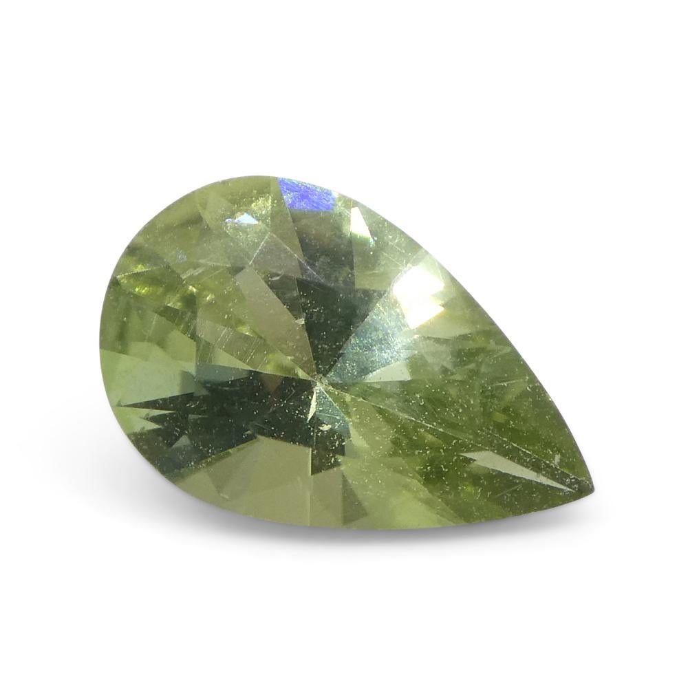 Women's or Men's 1.02ct Pear Green Tourmaline from Brazil For Sale