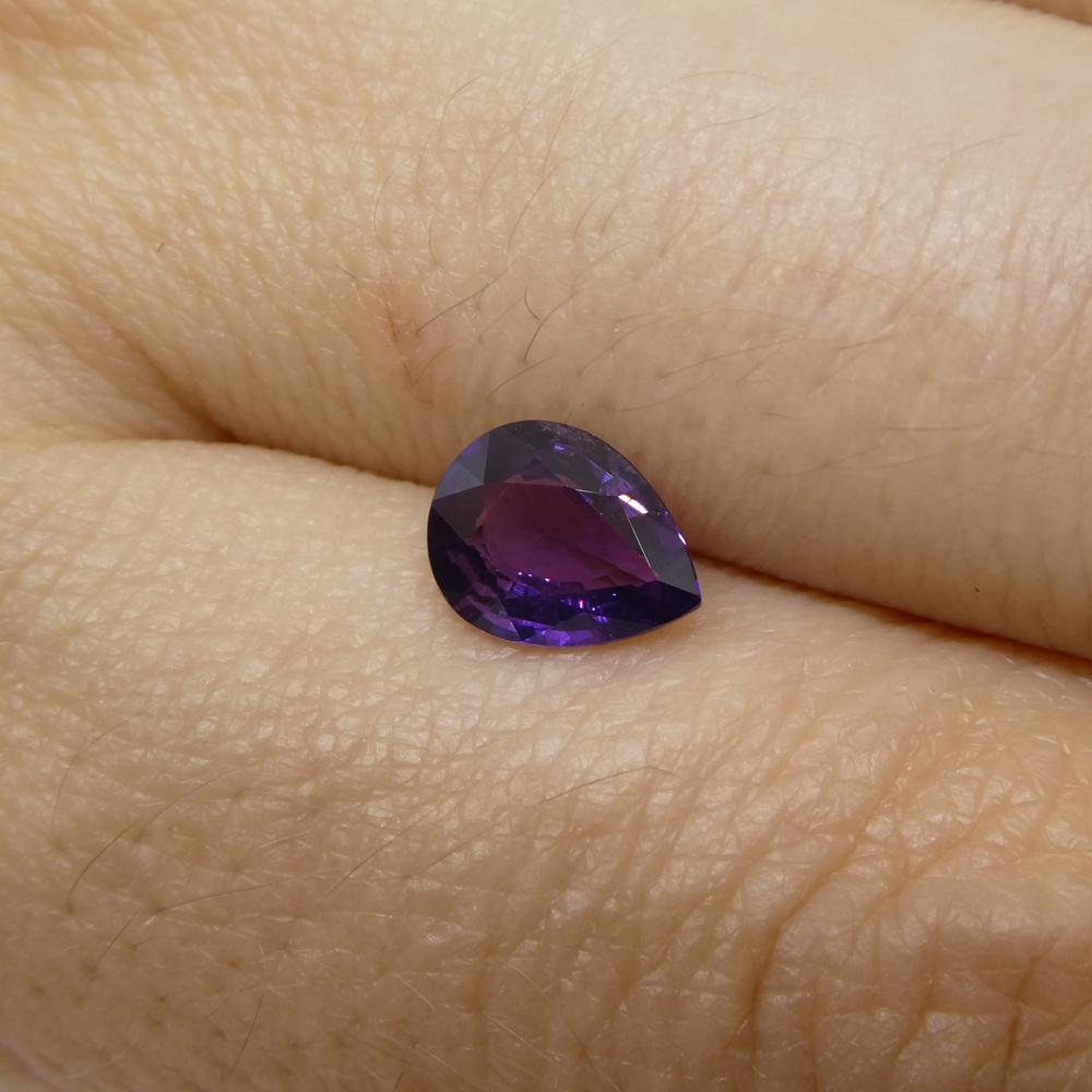 Description:

Gem Type: Sapphire
Number of Stones: 1
Weight: 1.02 cts
Measurements: 7.43 x 5.72 x 2.93 mm
Shape: Pear
Cutting Style Crown: Brilliant Cut
Cutting Style Pavilion: Step Cut
Transparency: Transparent
Clarity: Very Very Slightly Included: