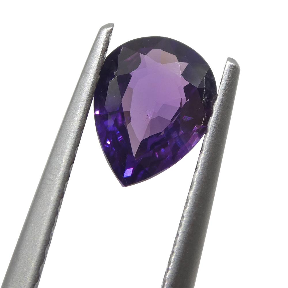 Pear Cut 1.02ct Pear Purple Sapphire from East Africa, Unheated For Sale
