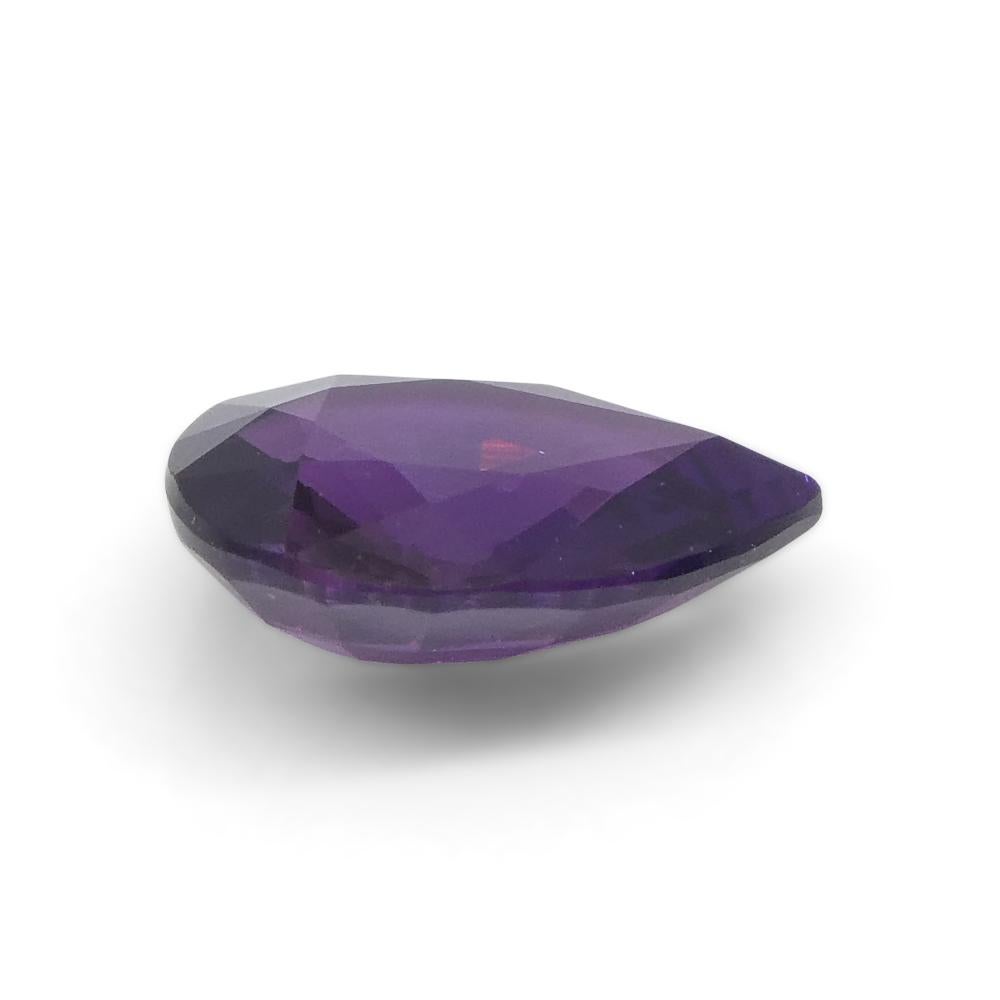 Women's or Men's 1.02ct Pear Purple Sapphire from East Africa, Unheated For Sale