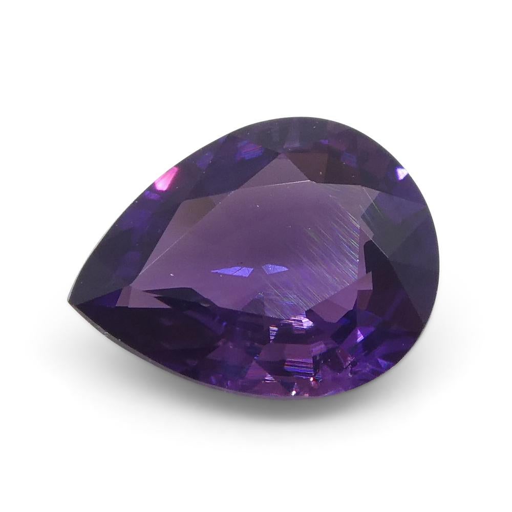 1.02ct Pear Purple Sapphire from East Africa, Unheated For Sale 2