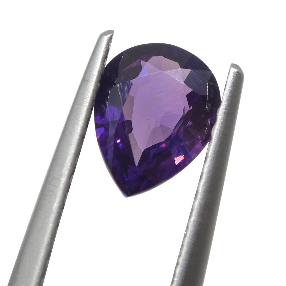 1.02ct Pear Purple Sapphire from East Africa, Unheated For Sale 3